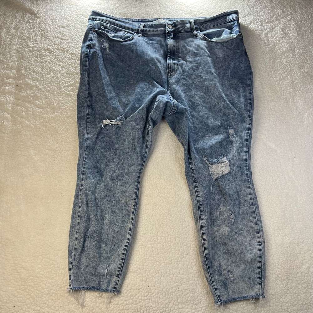 Judy Blue Skinny Fit Jeans Womens 24W Blue Acid Wash Distressed Stretch Raw Hem